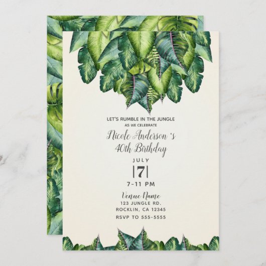Tropisch Oerwoud bladeren Groene botanische Verjaa Kaart (Voorkant / Achterkant)