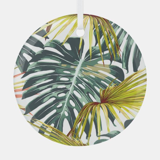  tropisch Oerwoud bladeren patroon Glas Ornament (Voorkant)