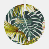  tropisch Oerwoud bladeren patroon Glas Ornament (Achterkant)