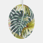  tropisch Oerwoud bladeren patroon Glas Ornament (Voorkant Rechts)