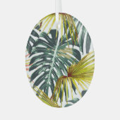  tropisch Oerwoud bladeren patroon Glas Ornament (Voorkant links)