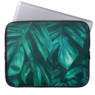 tropisch oerwoud bladergebladerte, donkergroene bl laptop sleeve