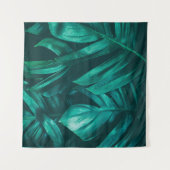 tropisch oerwoud bladergebladerte, donkergroene bl wandkleed (Voorkant (horizontaal))