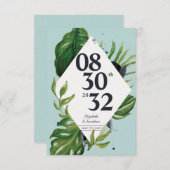 Tropisch oerwoud blauw modern blauw, behalve datum (Voorkant / Achterkant)