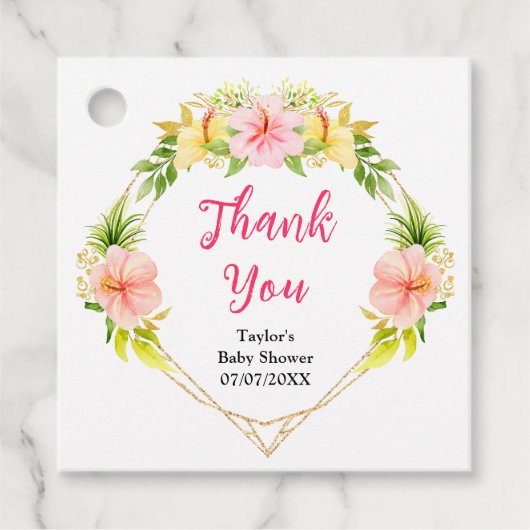 Tropisch Oerwoud Bloemen Baby shower Dank u Bedankjes Labels (Voorkant)