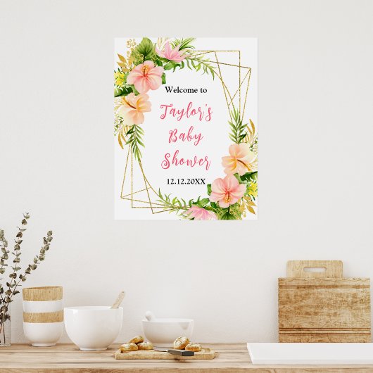 Tropisch Oerwoud Bloemen Baby shower Welkomstbord Poster (Keuken)