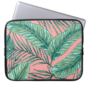 Tropisch Oerwoud Bloemen: Palmbladeren Patroon Laptop Sleeve