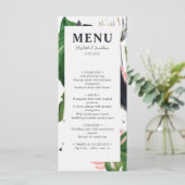 Tropisch oerwoud botanische elegante trendy bruilo menu (Staand voorkant)