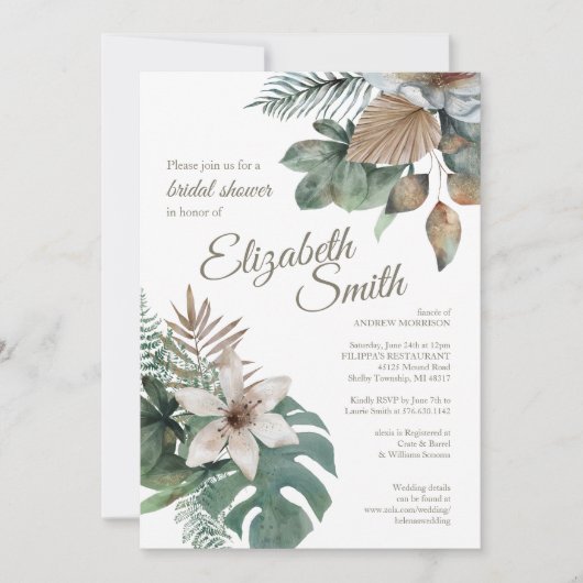 Tropisch Oerwoud Bruidsdouche Uitnodiging (Voorkant)