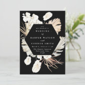 Tropisch Oerwoud bruiloft met zwarte gedroogde gra Kaart (Staand voorkant)