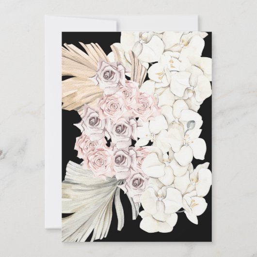 Tropisch Oerwoud bruiloft met zwarte gedroogde gra Kaart (Achterkant)