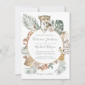 Tropisch Oerwoud Cheetah Palm Wreath Wedding Kaart (Voorkant)
