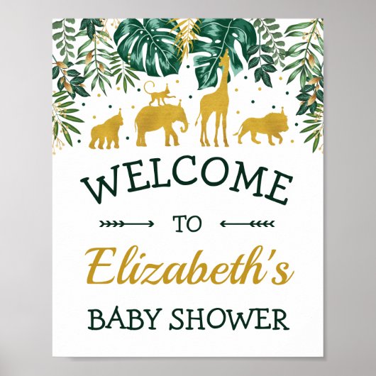 Tropisch Oerwoud Dieren Baby shower Welkom Poster (Voorkant)
