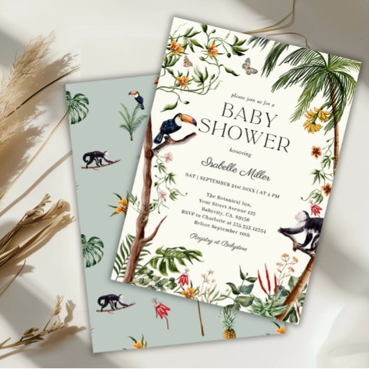 Tropisch Oerwoud Dieren Jongen Baby shower Kaart