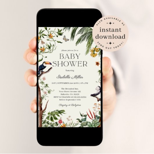 Tropisch Oerwoud Dieren Jongen Baby shower Kaart