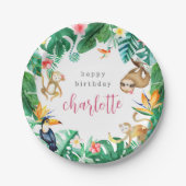 Tropisch Oerwoud Dieren Kids Verjaardagsfeest Papieren Bordje (Voorkant)