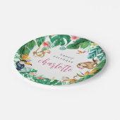 Tropisch Oerwoud Dieren Kids Verjaardagsfeest Papieren Bordje (Gekanteld)