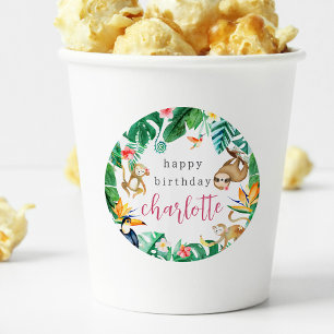 Tropisch Oerwoud Dieren Kids Verjaardagsfeest Ronde Sticker