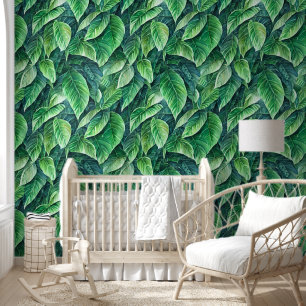 Tropisch oerwoud eilandgebladerpatroon behang