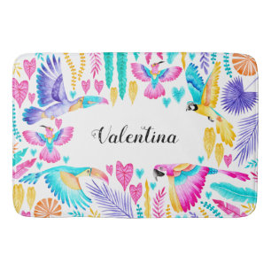 Tropisch Oerwoud Exotische Vogels Waterverf Badmat