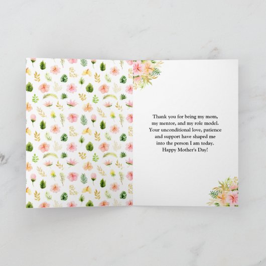 Tropisch Oerwoud Floral Happy Moederdag Kaart (Binnen)