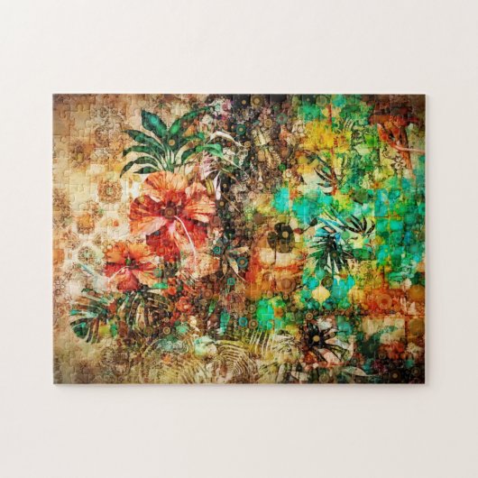  Tropisch Oerwoud Floral Hibiscus Legpuzzel (Horizontaal)