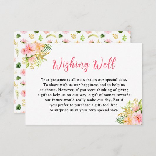 Tropisch Oerwoud Floral Weddenschap goed Informatiekaartje (Voorkant / Achterkant)