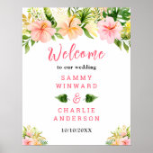Tropisch Oerwoud Floral Weddenschap Welkomstteken Poster (Voorkant)