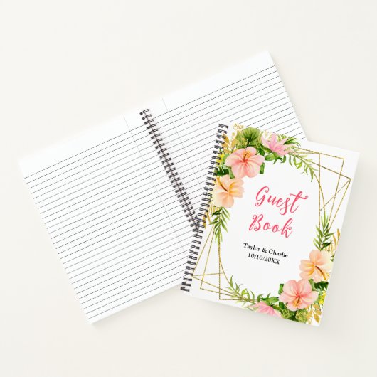 Tropisch Oerwoud Floral Wedding Guest Book Notitieboek (Binnen)
