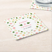 Tropisch Oerwoud Floral Wedding Kartonnen Onderzetters (Schuin)