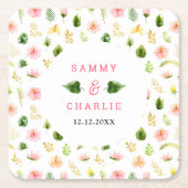 Tropisch Oerwoud Floral Wedding Kartonnen Onderzetters (Voorkant)