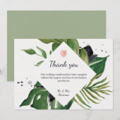 Tropisch oerwoud florale exotische kerkbruiloft be bedankkaart (Voorkant / Achterkant)