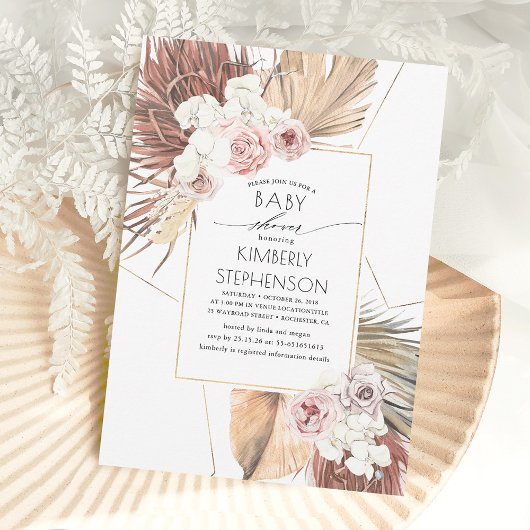 Tropisch Oerwoud Foliage Boho Baby shower Kaart