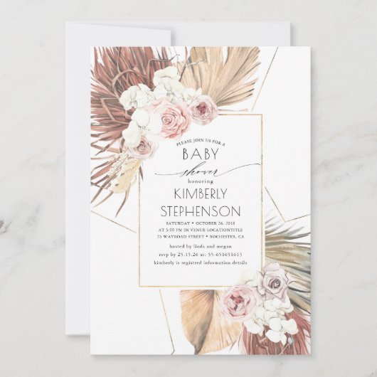 Tropisch Oerwoud Foliage Boho Baby shower Kaart (Voorkant)