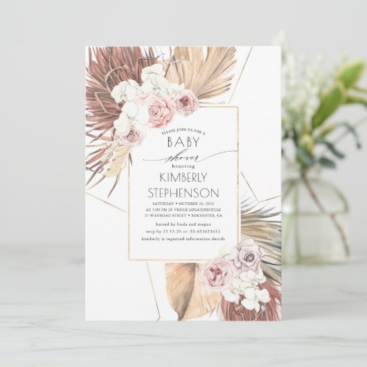 Tropisch Oerwoud Foliage Boho Baby shower Kaart (Staand voorkant)