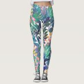 Tropisch Oerwoud Foliage Waterverf groen Leggings (Voorkant)