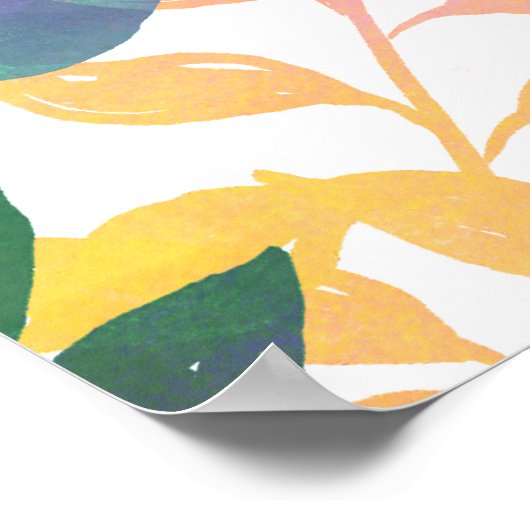 Tropisch Oerwoud Foliage Waterverf groen Poster (Hoek)