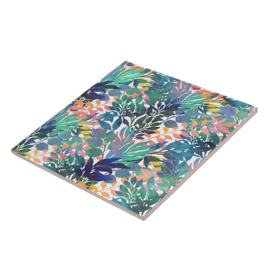 Tropisch Oerwoud Foliage Waterverf groen Tegeltje (Zijkant)