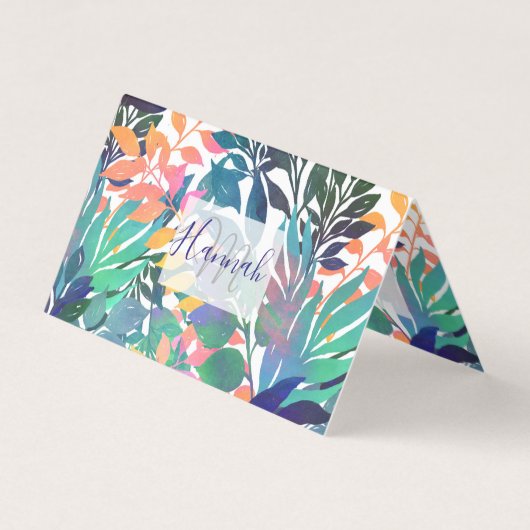 Tropisch Oerwoud Foliage Waterverf groen Visitekaartje (Voorkant)