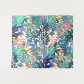 Tropisch Oerwoud Foliage Waterverf groen Wandkleed (Voorkant (horizontaal))