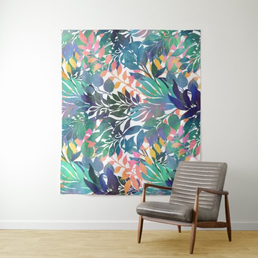 Tropisch Oerwoud Foliage Waterverf groen Wandkleed (In situ)