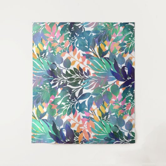 Tropisch Oerwoud Foliage Waterverf groen Wandkleed (Voorkant)