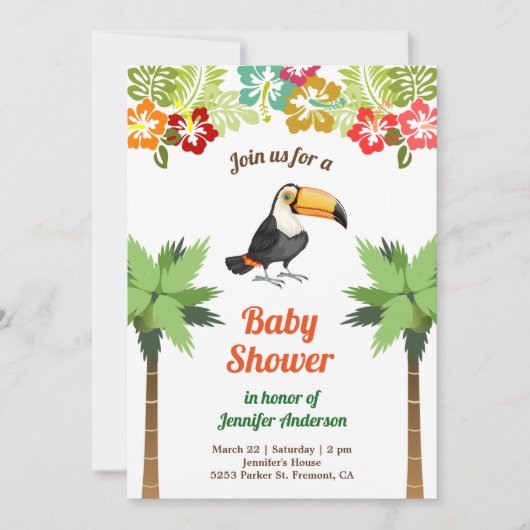 Tropisch Oerwoud Forest Toucan Baby shower Kaart (Voorkant)