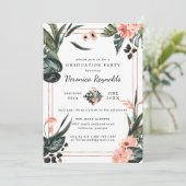 Tropisch Oerwoud Greenery | Roze Afstuderen van Fl Kaart (Staand voorkant)