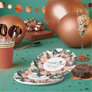 Tropisch Oerwoud Greenery   Roze Afstuderen van Fl Papieren Bordje