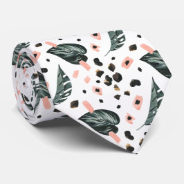 Tropisch Oerwoud Greenery | Roze leopard-monogram Stropdas