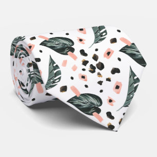 Tropisch Oerwoud Greenery   Roze leopard-monogram Stropdas