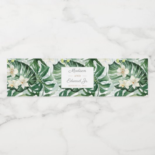 Tropisch Oerwoud Greenery Vrijgezellenfeest Waterfles Etiket (Enkel label)