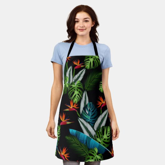 Tropisch oerwoud groen bladblad zwart schort (Gedragen)