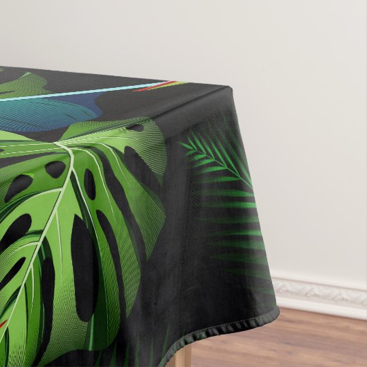 Tropisch oerwoud groen bladblad zwart tafelkleed (Voorbeeld)